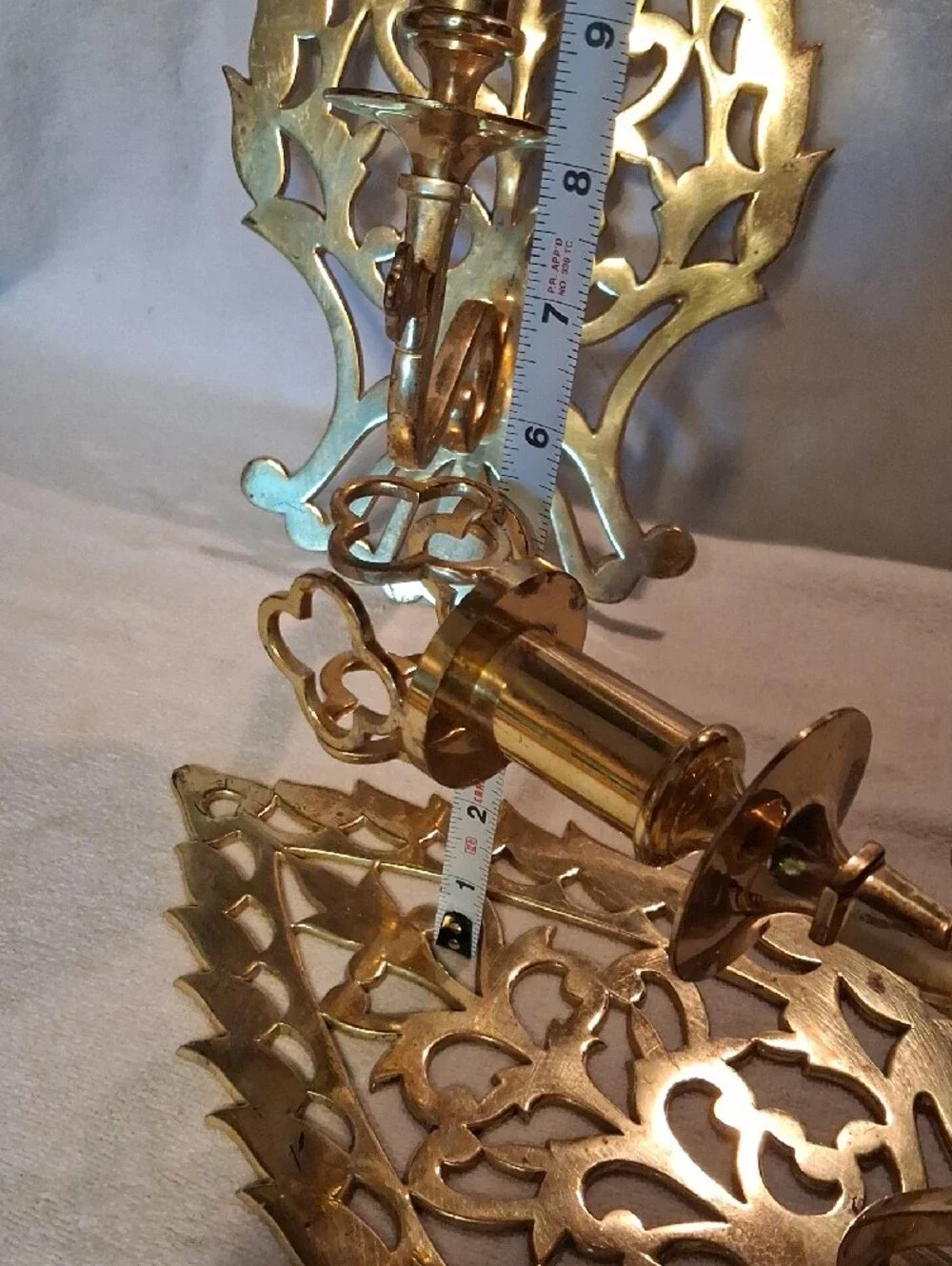 Vintage Gold Brass Ornate Wall Candle Sconces